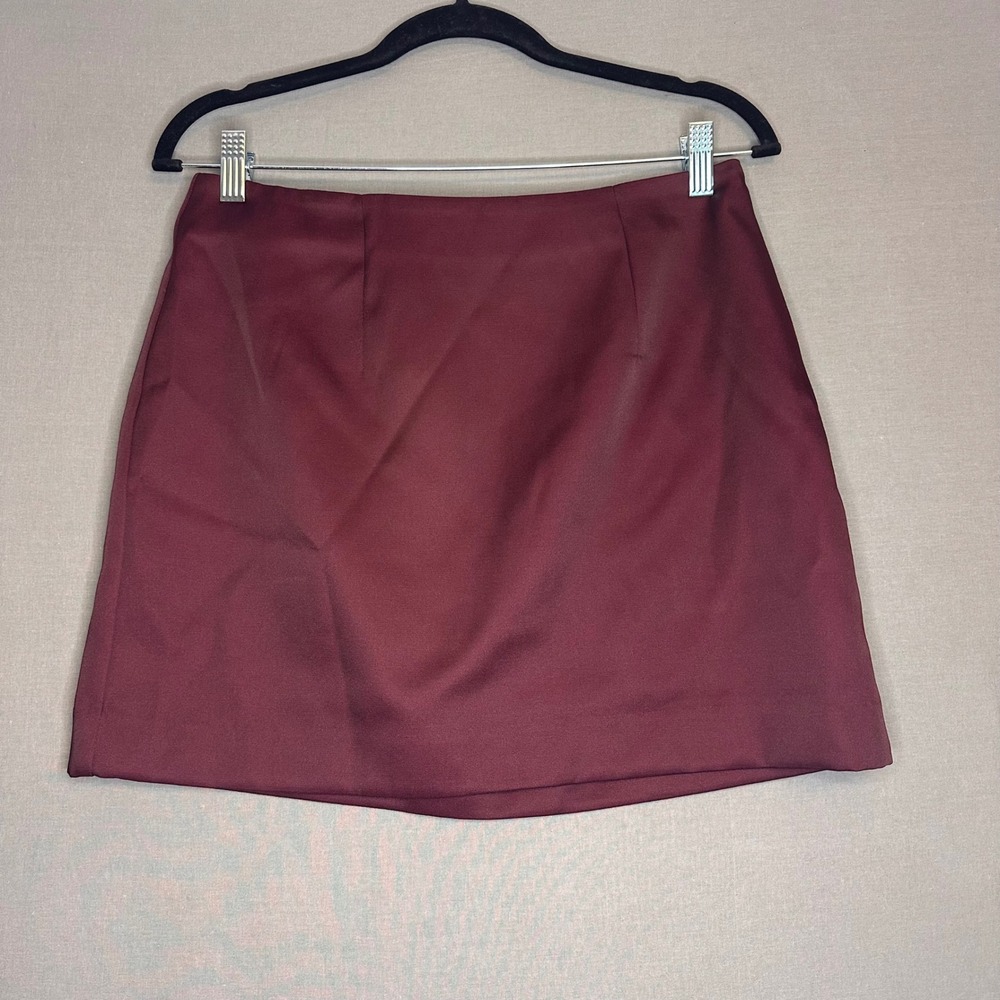 A New Day Burgundy Satin‎ Mini Skirt Size 8 Dark Red A-Line High Waisted Dressy